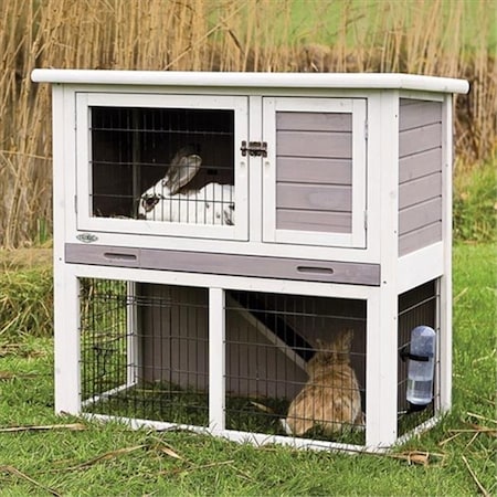 Partyanimal Rabbit Hutch With Sloped Roof; Medium; Gray & White PA139203